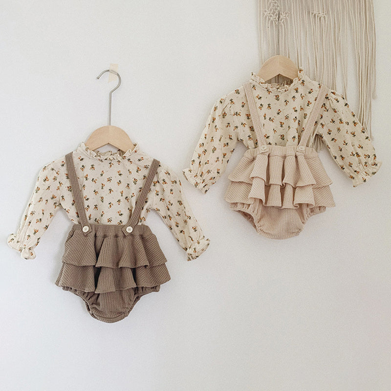 2Pcs Vintage Baby Girl Clothes Set Outfits