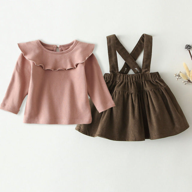 2Pcs Vintage Baby Girl Clothes Set Outfits