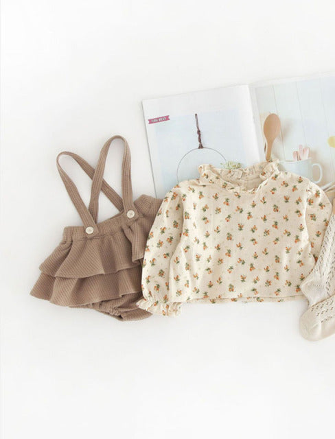 2Pcs Vintage Baby Girl Clothes Set Outfits