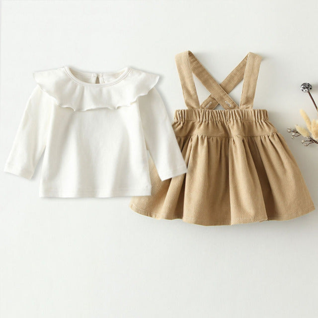 2Pcs Vintage Baby Girl Clothes Set Outfits