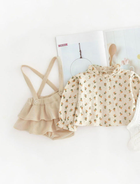 2Pcs Vintage Baby Girl Clothes Set Outfits