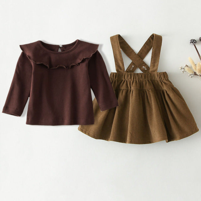 2Pcs Vintage Baby Girl Clothes Set Outfits