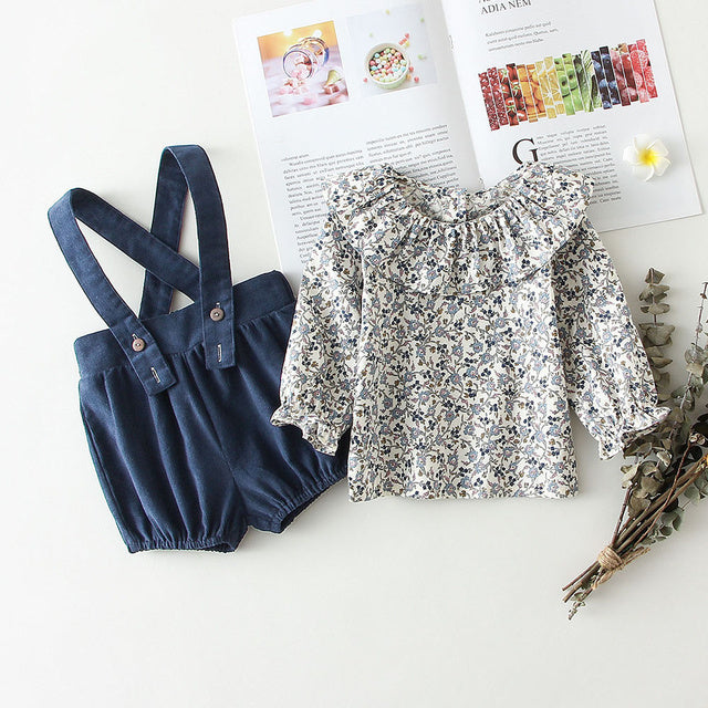 2Pcs Vintage Baby Girl Clothes Set Outfits