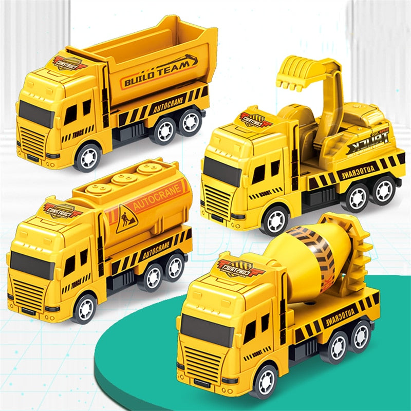 City Sanitation Vehicle Car Toys 4PCS/Set Retro Classic Pull Back Car