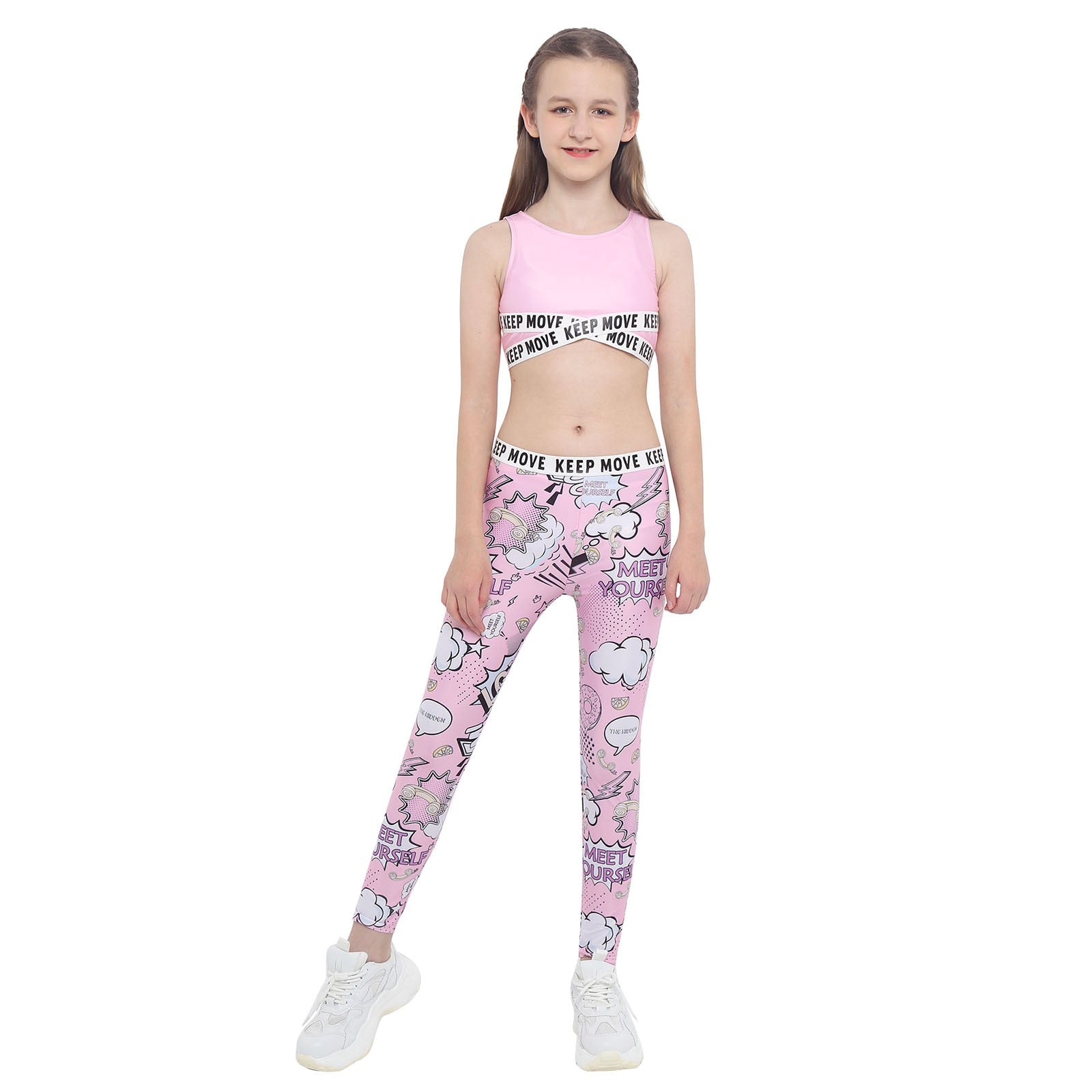 Girls sport sets yoga tracksuit, high waist fitness leggings pants