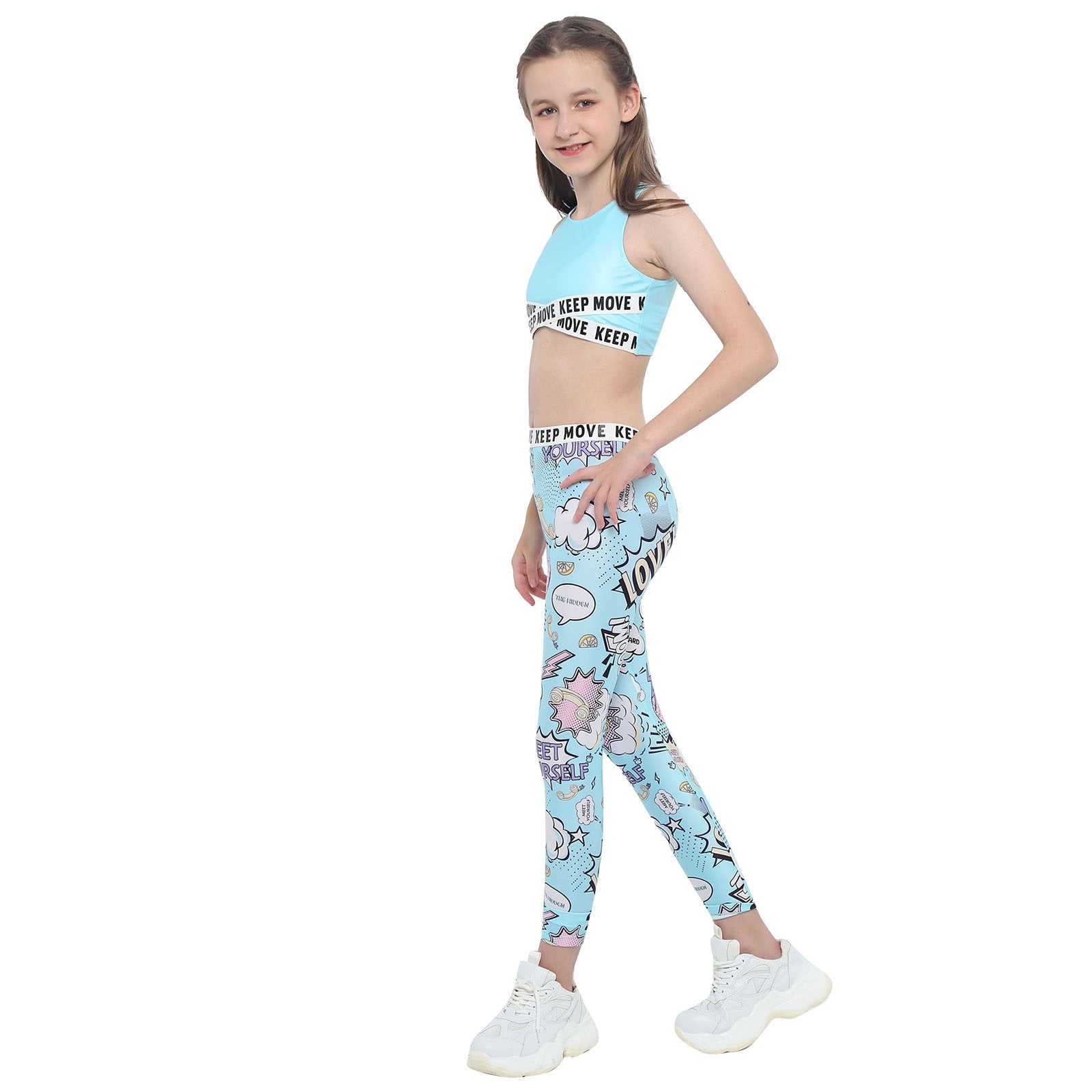 Girls sport sets yoga tracksuit, high waist fitness leggings pants