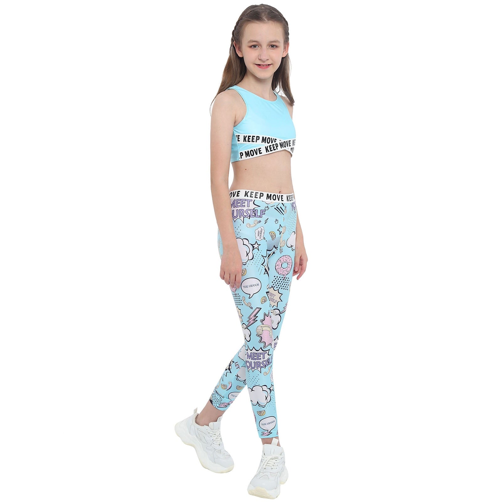 Girls sport sets yoga tracksuit, high waist fitness leggings pants