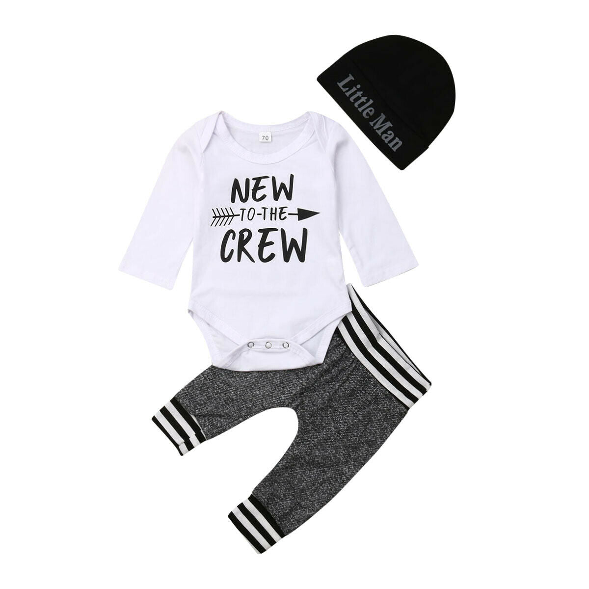 New Style Baby Hat+Top+Pants Casual Set Outfit 0-18 Months