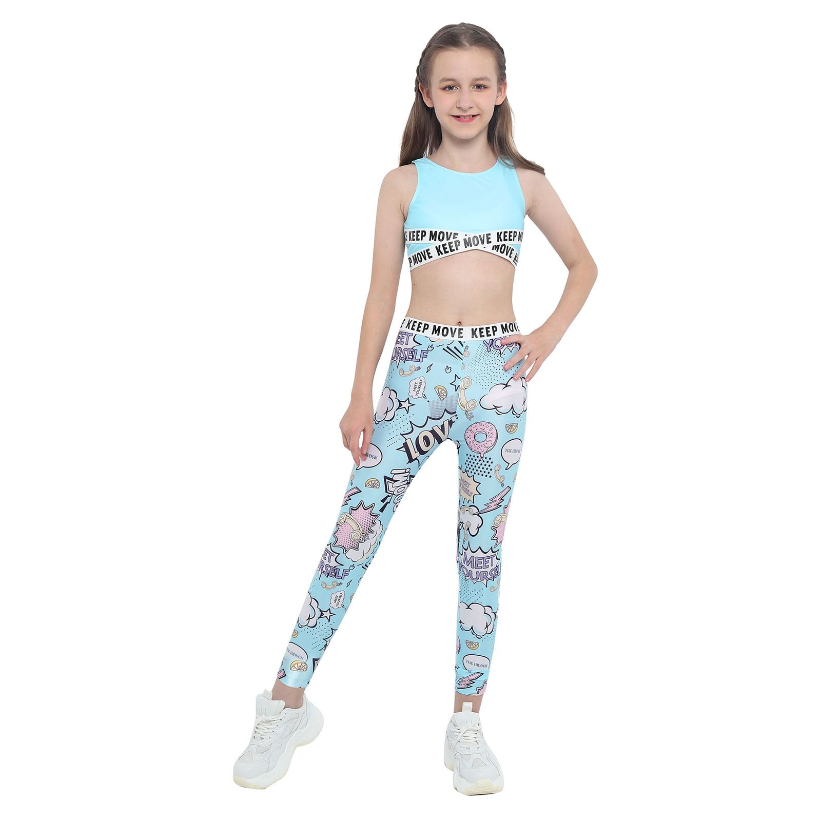 Girls sport sets yoga tracksuit, high waist fitness leggings pants