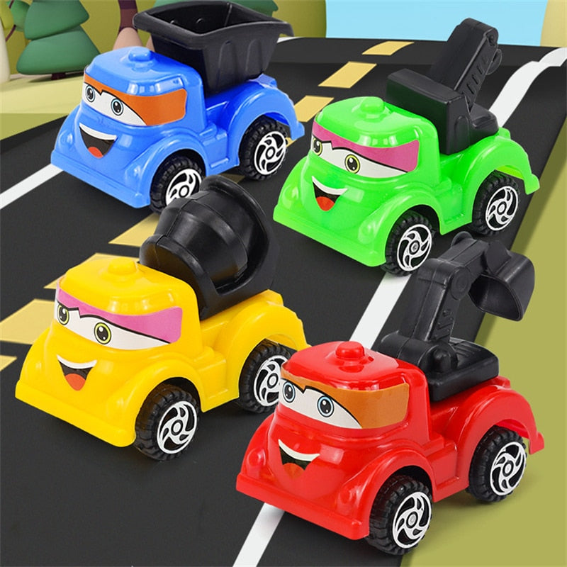 City Sanitation Vehicle Car Toys 4PCS/Set Retro Classic Pull Back Car