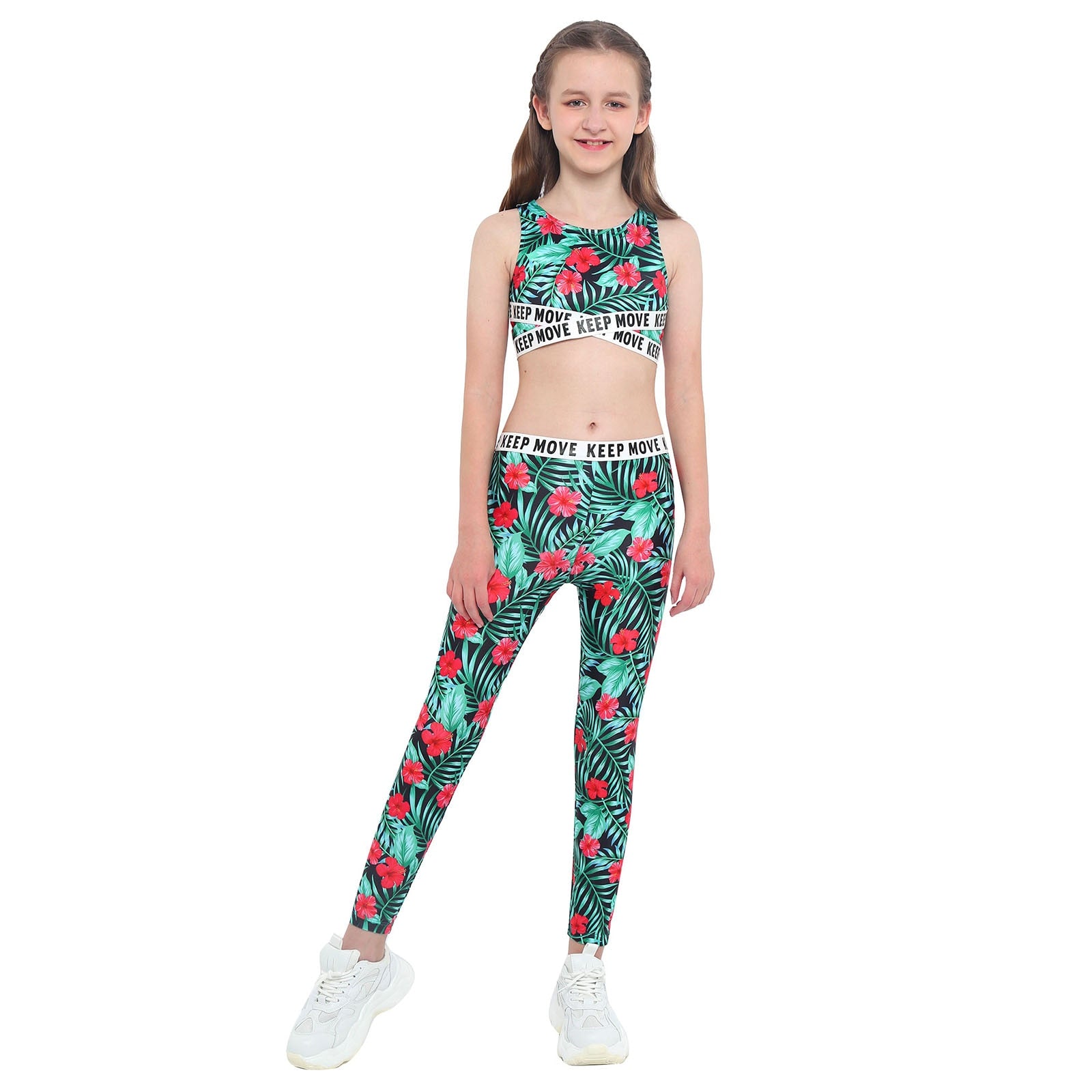 Girls sport sets yoga tracksuit, high waist fitness leggings pants