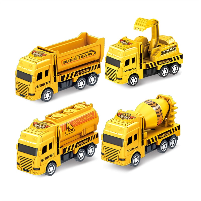 City Sanitation Vehicle Car Toys 4PCS/Set Retro Classic Pull Back Car