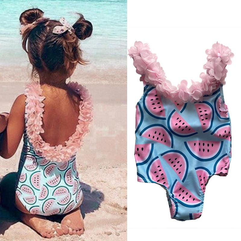 Girls Swimwear 1 2 3 4 Years Kids Swimsuit One Piece Flower Print