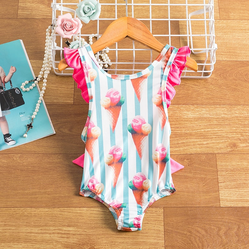 Girls Swimwear 1 2 3 4 Years Kids Swimsuit One Piece Flower Print