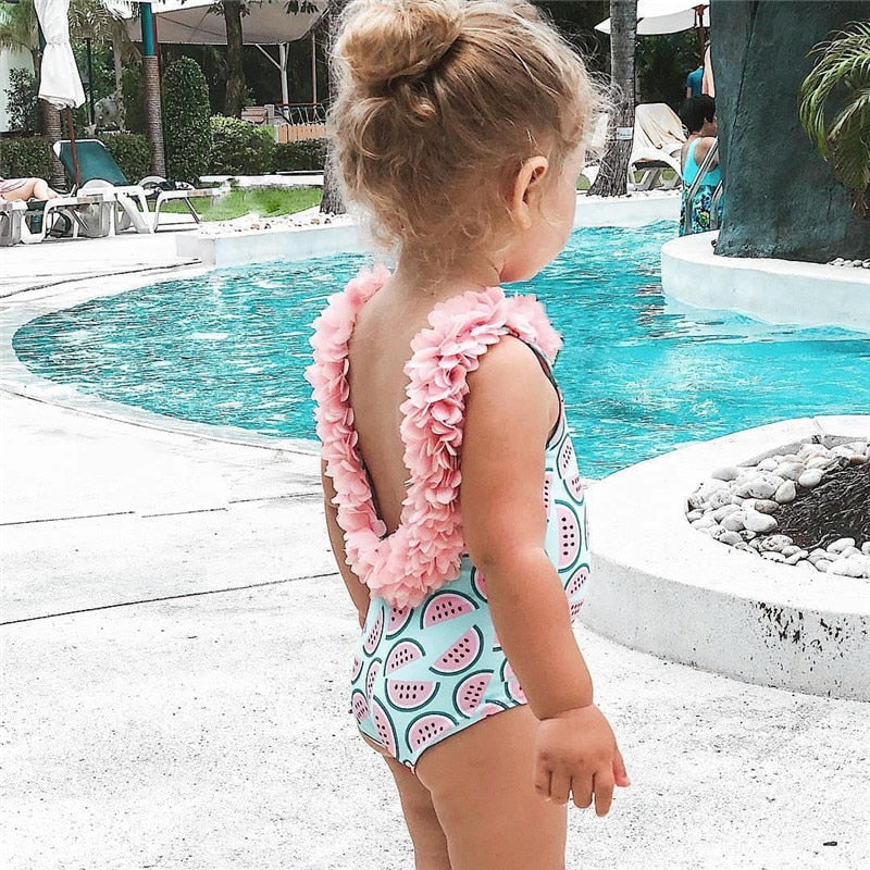 Girls Swimwear 1 2 3 4 Years Kids Swimsuit One Piece Flower Print