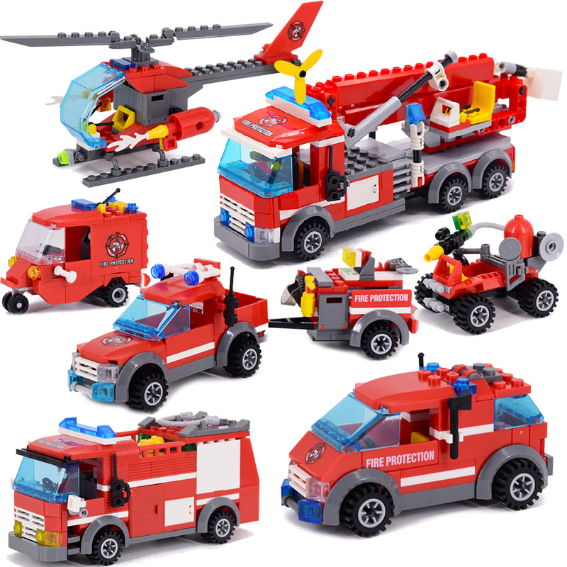 New City Fire Fighting Truck Car Vehicle Police Building Block Toys