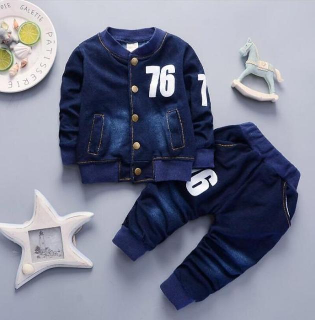 Autumn Spring Cotton Tracksuits Denim Set