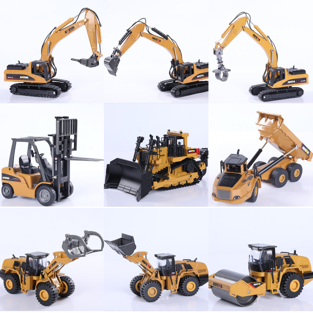 1:50 Die-Cast Alloy Vehicle Car Dump Truck Bulldozer Wheel Loader Excavator