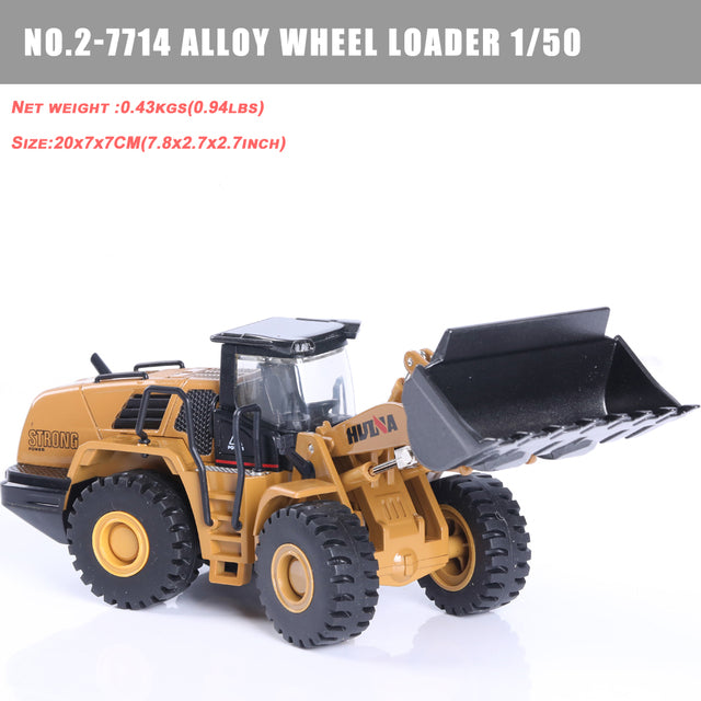 1:50 Die-Cast Alloy Vehicle Car Dump Truck Bulldozer Wheel Loader Excavator