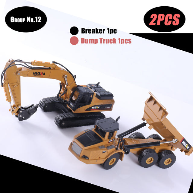 1:50 Die-Cast Alloy Vehicle Car Dump Truck Bulldozer Wheel Loader Excavator