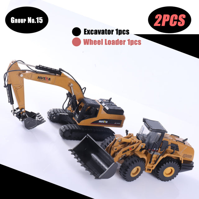 1:50 Die-Cast Alloy Vehicle Car Dump Truck Bulldozer Wheel Loader Excavator