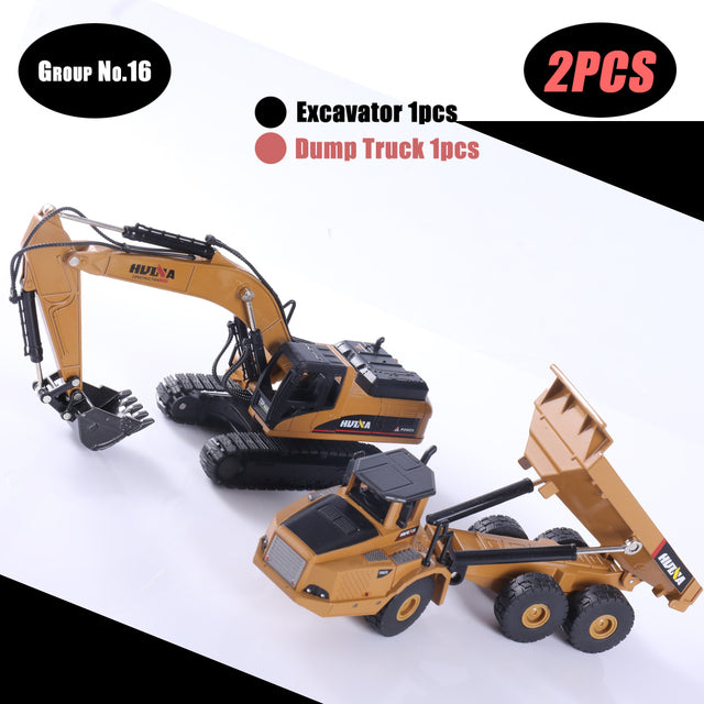 1:50 Die-Cast Alloy Vehicle Car Dump Truck Bulldozer Wheel Loader Excavator