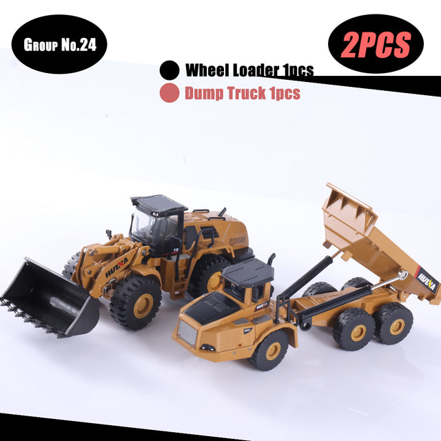 1:50 Die-Cast Alloy Vehicle Car Dump Truck Bulldozer Wheel Loader Excavator