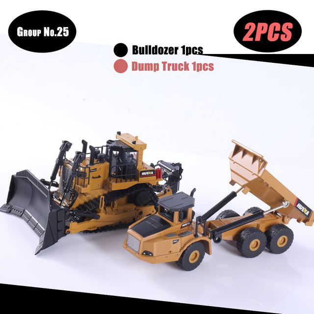 1:50 Die-Cast Alloy Vehicle Car Dump Truck Bulldozer Wheel Loader Excavator