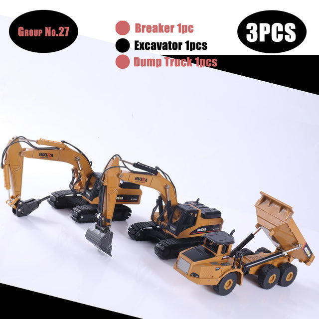 1:50 Die-Cast Alloy Vehicle Car Dump Truck Bulldozer Wheel Loader Excavator