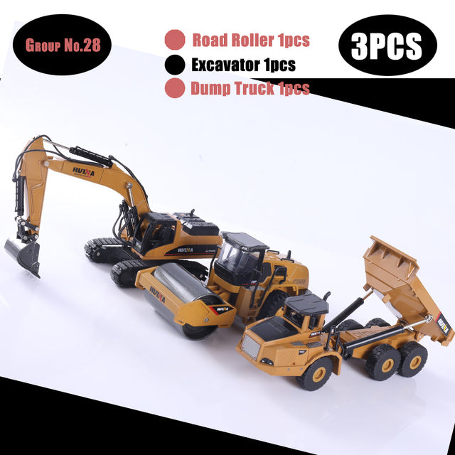 1:50 Die-Cast Alloy Vehicle Car Dump Truck Bulldozer Wheel Loader Excavator