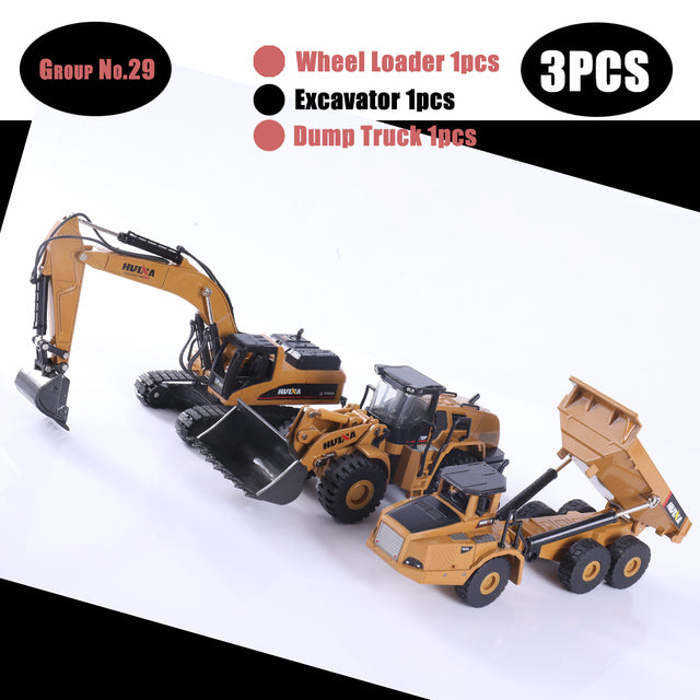 1:50 Die-Cast Alloy Vehicle Car Dump Truck Bulldozer Wheel Loader Excavator