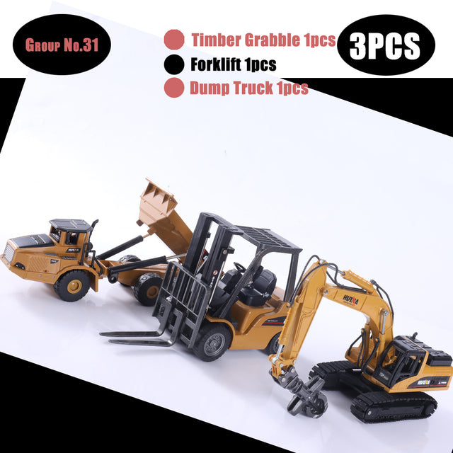 1:50 Die-Cast Alloy Vehicle Car Dump Truck Bulldozer Wheel Loader Excavator