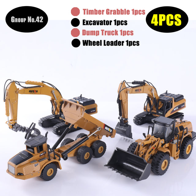 1:50 Die-Cast Alloy Vehicle Car Dump Truck Bulldozer Wheel Loader Excavator