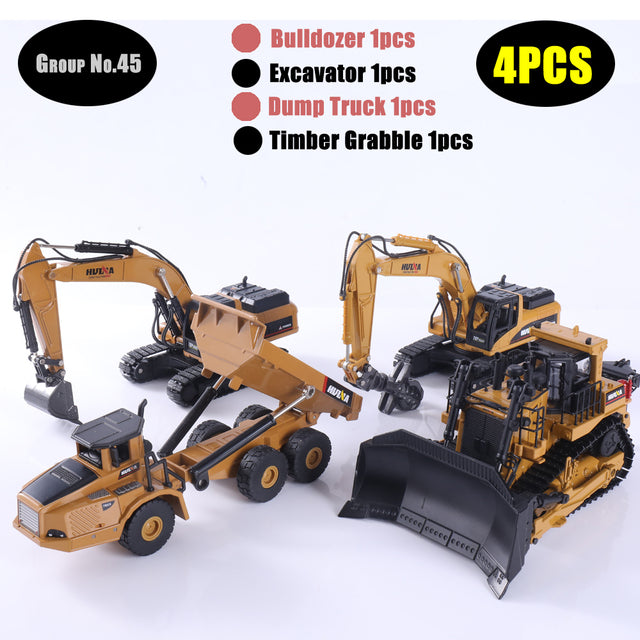 1:50 Die-Cast Alloy Vehicle Car Dump Truck Bulldozer Wheel Loader Excavator