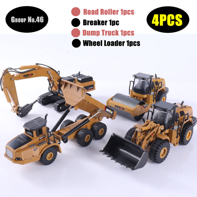 1:50 Die-Cast Alloy Vehicle Car Dump Truck Bulldozer Wheel Loader Excavator