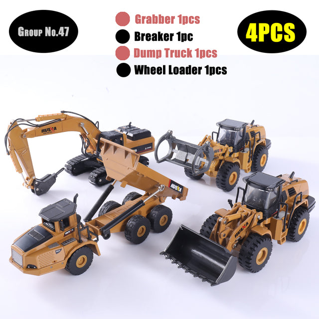 1:50 Die-Cast Alloy Vehicle Car Dump Truck Bulldozer Wheel Loader Excavator