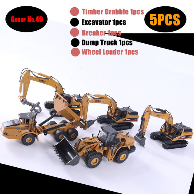 1:50 Die-Cast Alloy Vehicle Car Dump Truck Bulldozer Wheel Loader Excavator