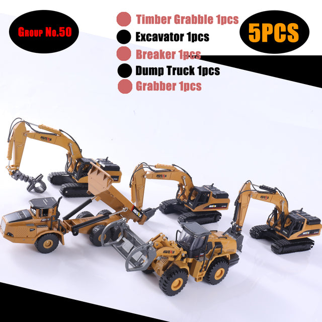 1:50 Die-Cast Alloy Vehicle Car Dump Truck Bulldozer Wheel Loader Excavator