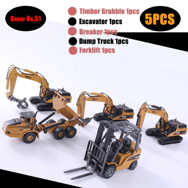 1:50 Die-Cast Alloy Vehicle Car Dump Truck Bulldozer Wheel Loader Excavator