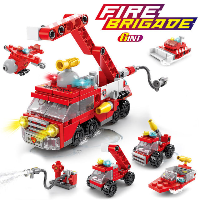 New City Fire Fighting Truck Car Vehicle Police Building Block Toys