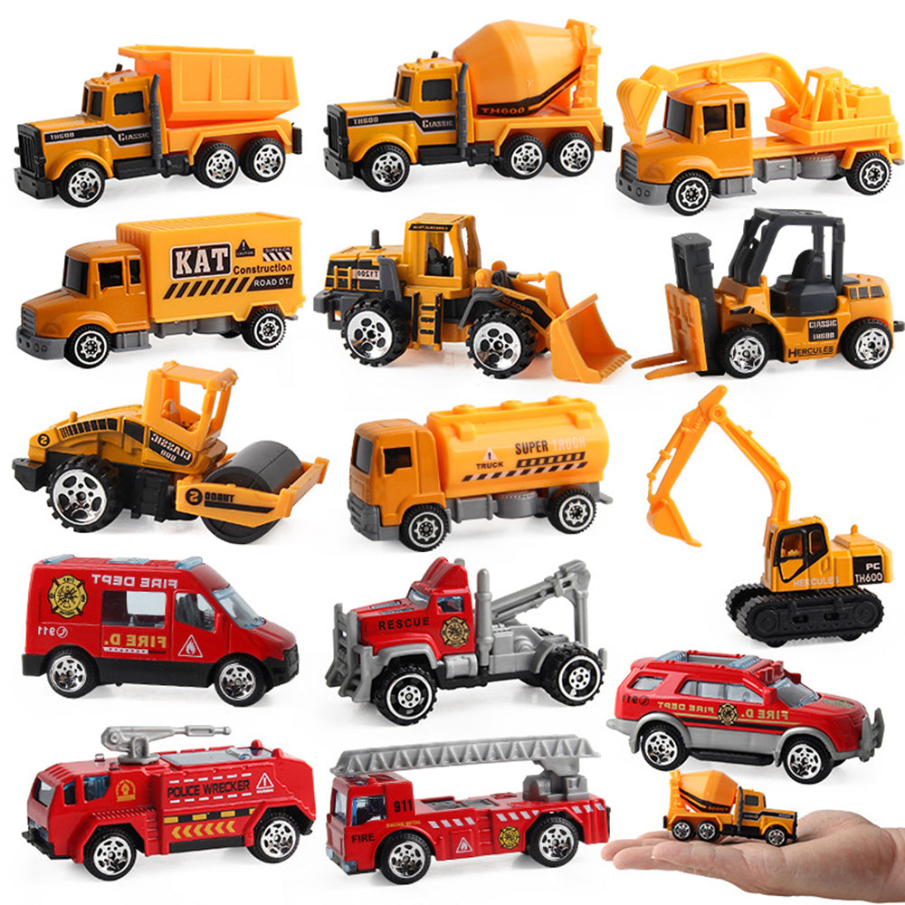 5/6pcs Alloy Diecast Engineering Car Models Fire Fighting Truck