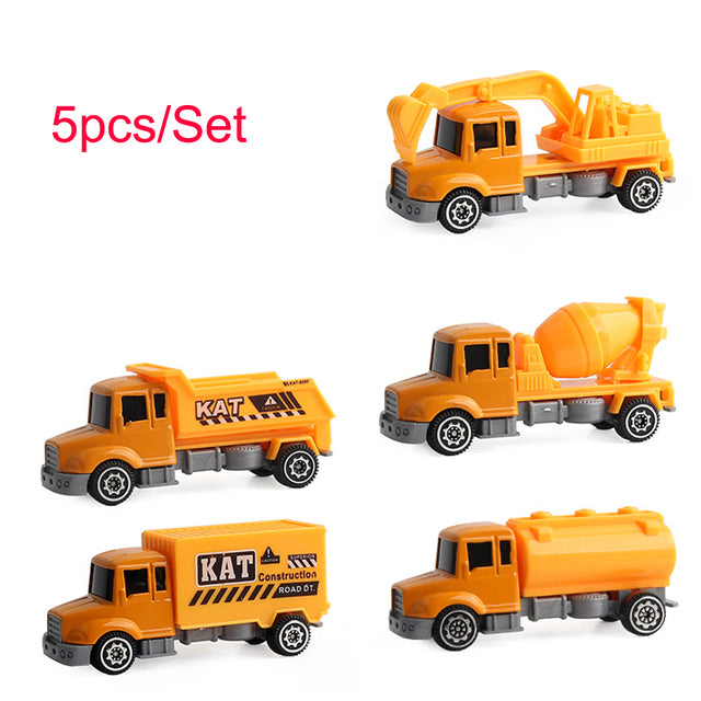 5/6pcs Alloy Diecast Engineering Car Models Fire Fighting Truck