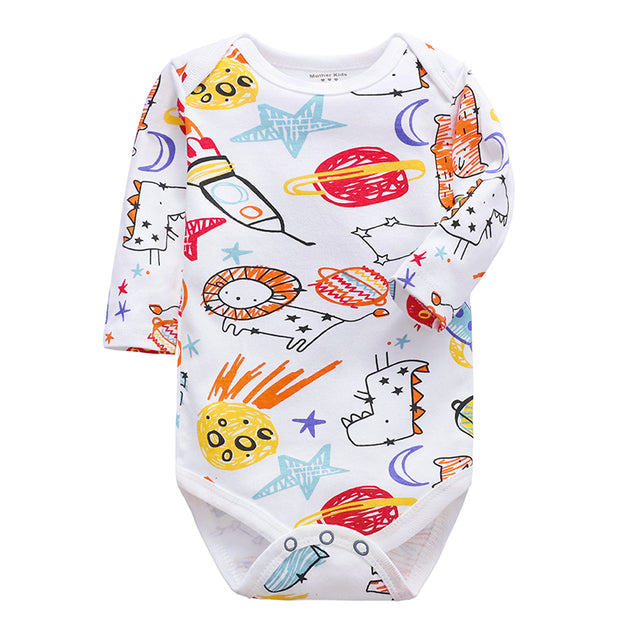 Newborn Bodysuit Long Sleeve Cotton Printing Jumpsuit 1pcs 0-24 Months