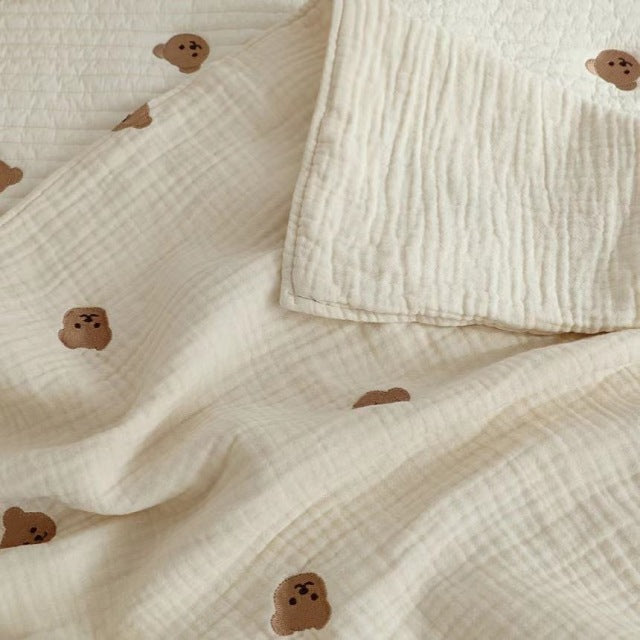 MILANCEL Instagram Hot Newborn Baby Blanket Korean Bear Embroidery Kids Sleeping Blanket