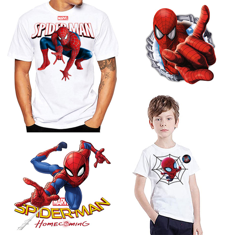 Marvel Spiderman Iron on Patches for Clothing Cartoon Thermal Stickers