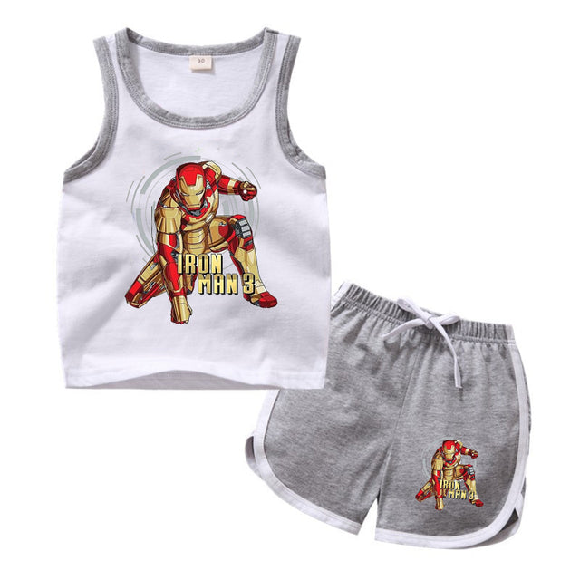 Disney Micky Marvel Super Heroes Sport T-Shirt Sets for Boys 100% Cotton