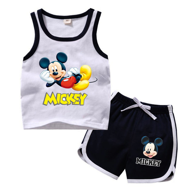 Disney Micky Marvel Super Heroes Sport T-Shirt Sets for Boys 100% Cotton