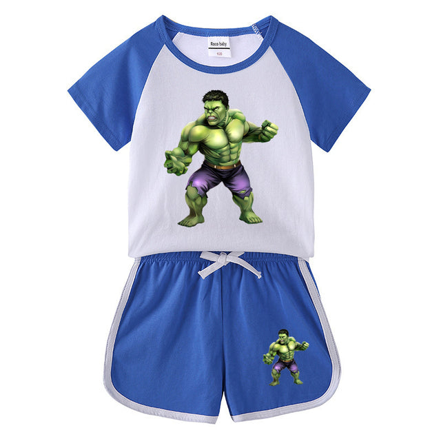 Disney Micky Marvel Super Heroes Sport T-Shirt Sets for Boys 100% Cotton