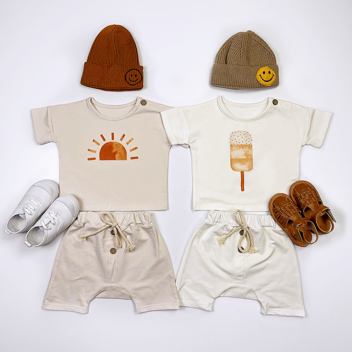 Summer Clothes Set Organic Cotton Sun and Ice Cream Tee