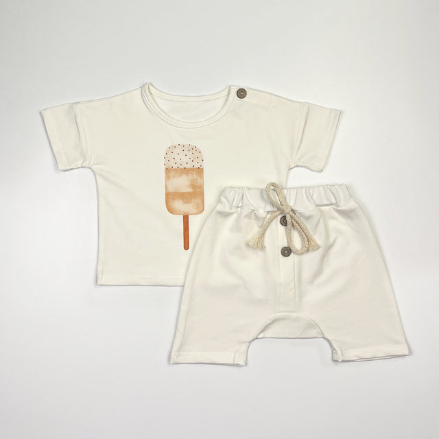 Summer Clothes Set Organic Cotton Sun and Ice Cream Tee